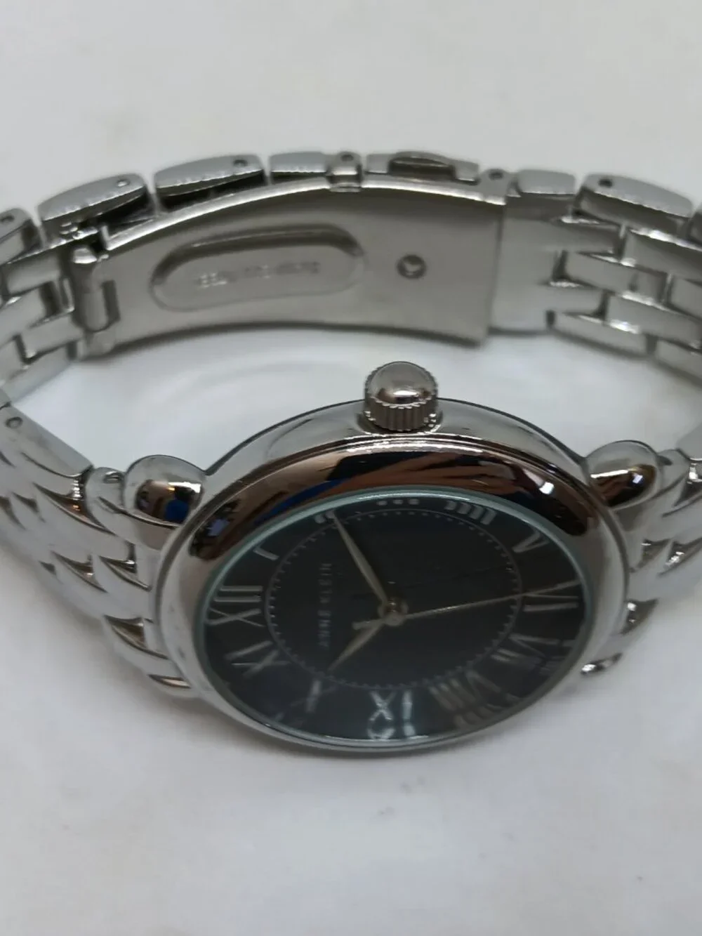 Anne Klein AK/1927BKSV Women's 35mm Black Dial Japanese Quartz Watch NEW BATTERY